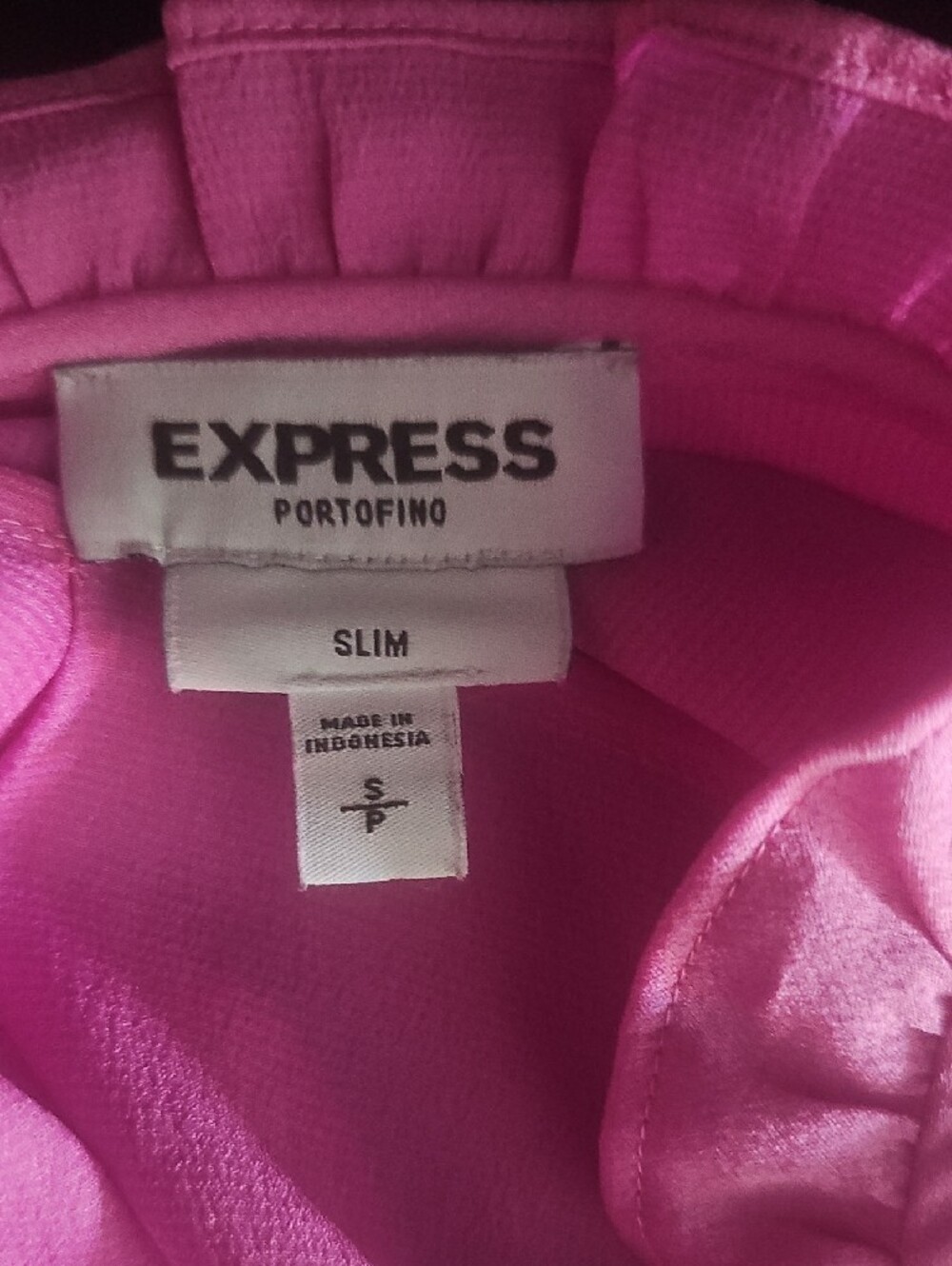 Express Hot Pink Ruffle-Trim Button Front Blouse - Picture 6 of 6